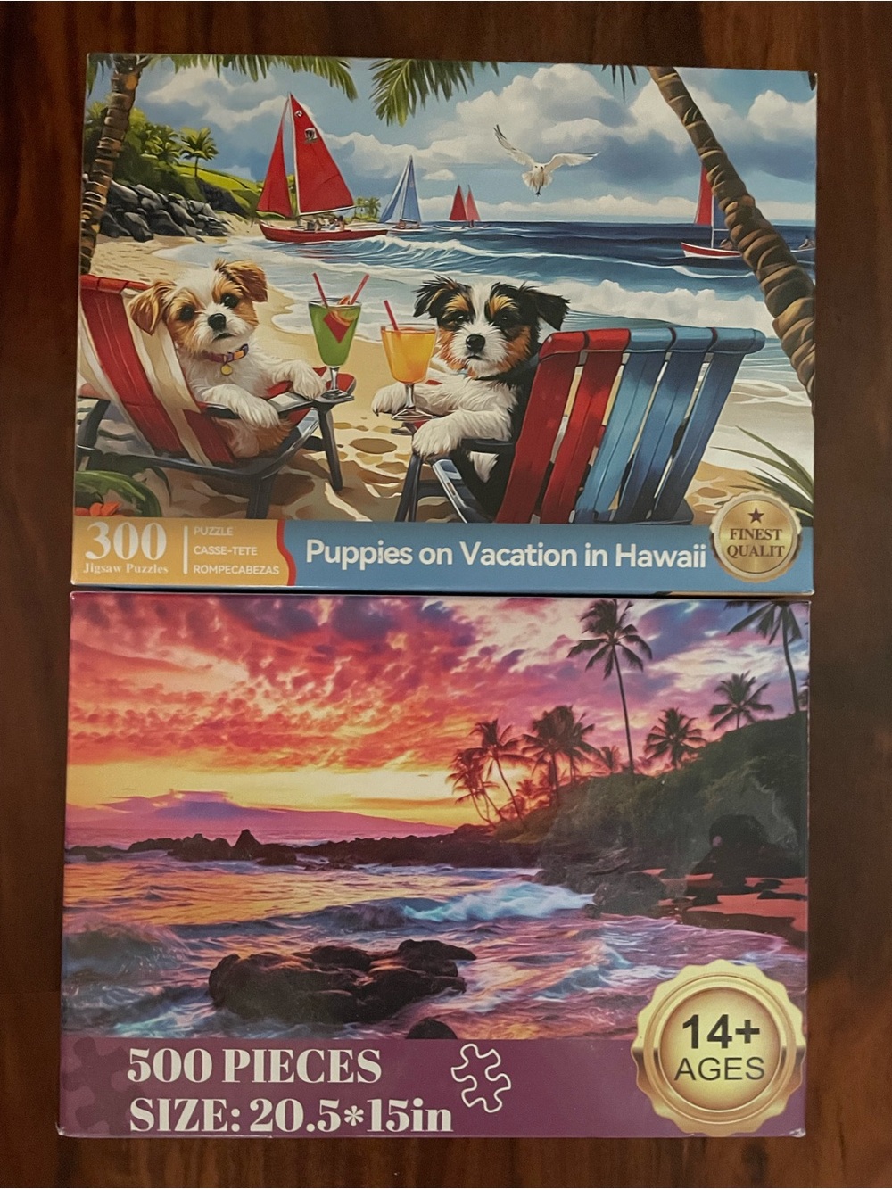Puppies on Vacation in Hawaii Jigsaw Puzzle - 300 Piece (Blue, Red)